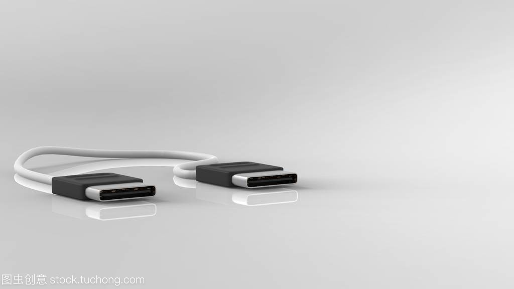 USB-C连接器的3D渲染艺术 桌面美学的技术交响